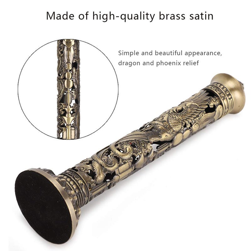 Focket Incense Tower Holder,Portable Bronze Dragon Phoenix Relief Retro Nostalgia Vertical Stick Incense Holder With Craft Storage Box Ash Catcher Sticks Incense Holder For Home - Image 2